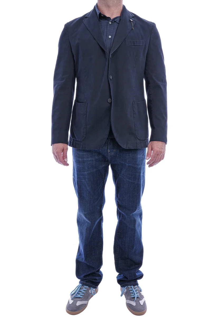Poloshirt aus Wolle 'Luca 3 B WV 180' Navy Meliert