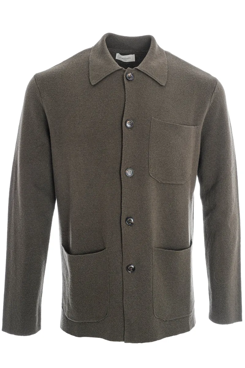 Wollstrickjacke Olivgrün