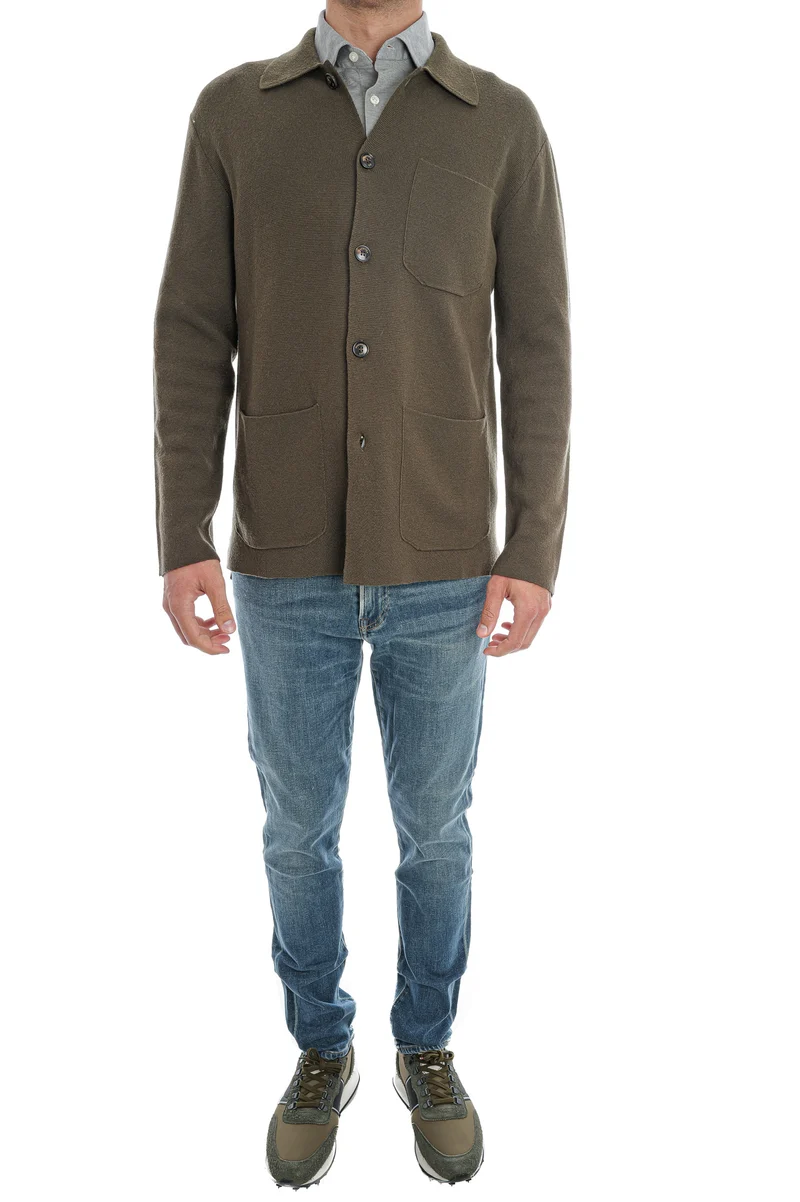 Wollstrickjacke Olivgrün