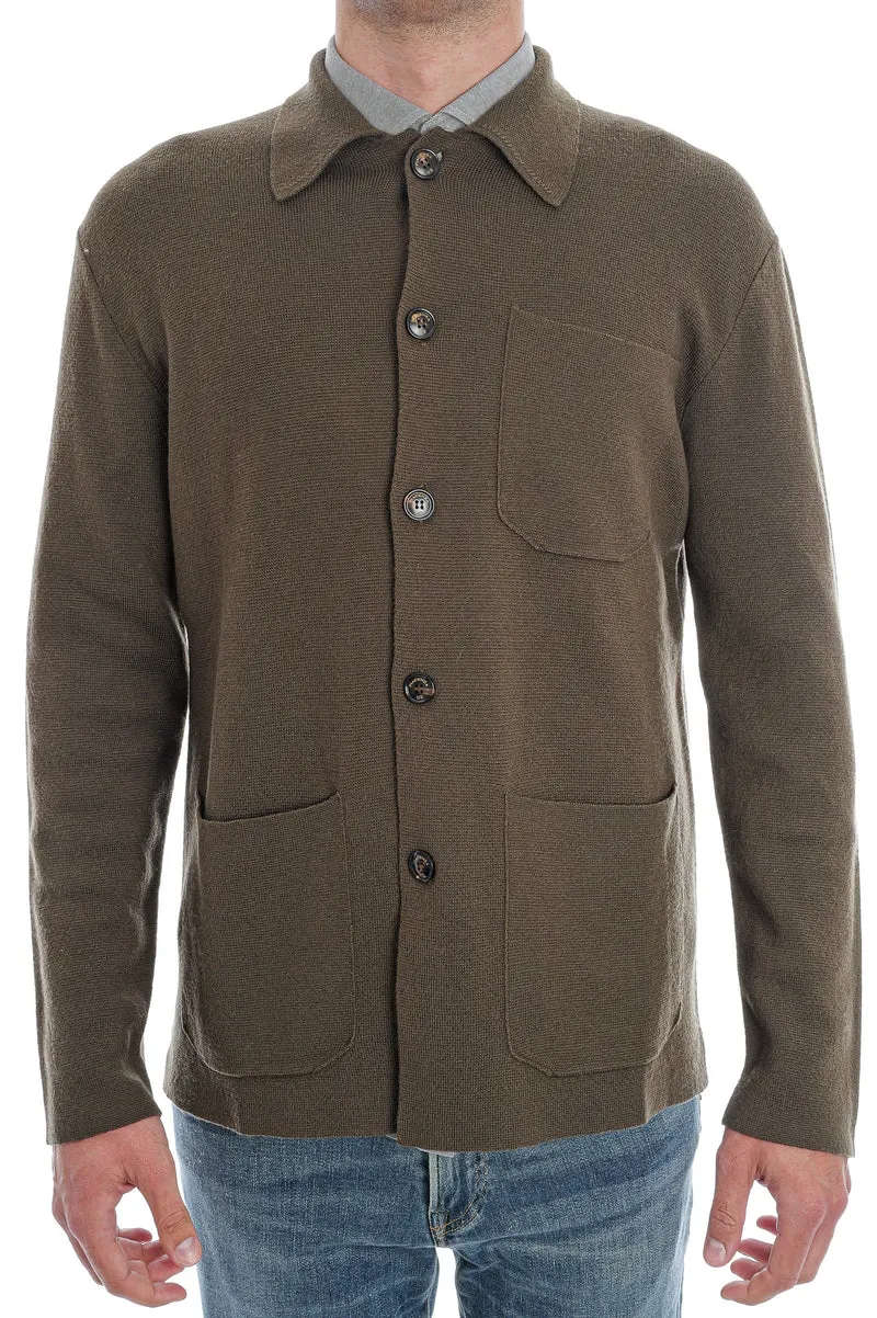Wollstrickjacke Olivgrün