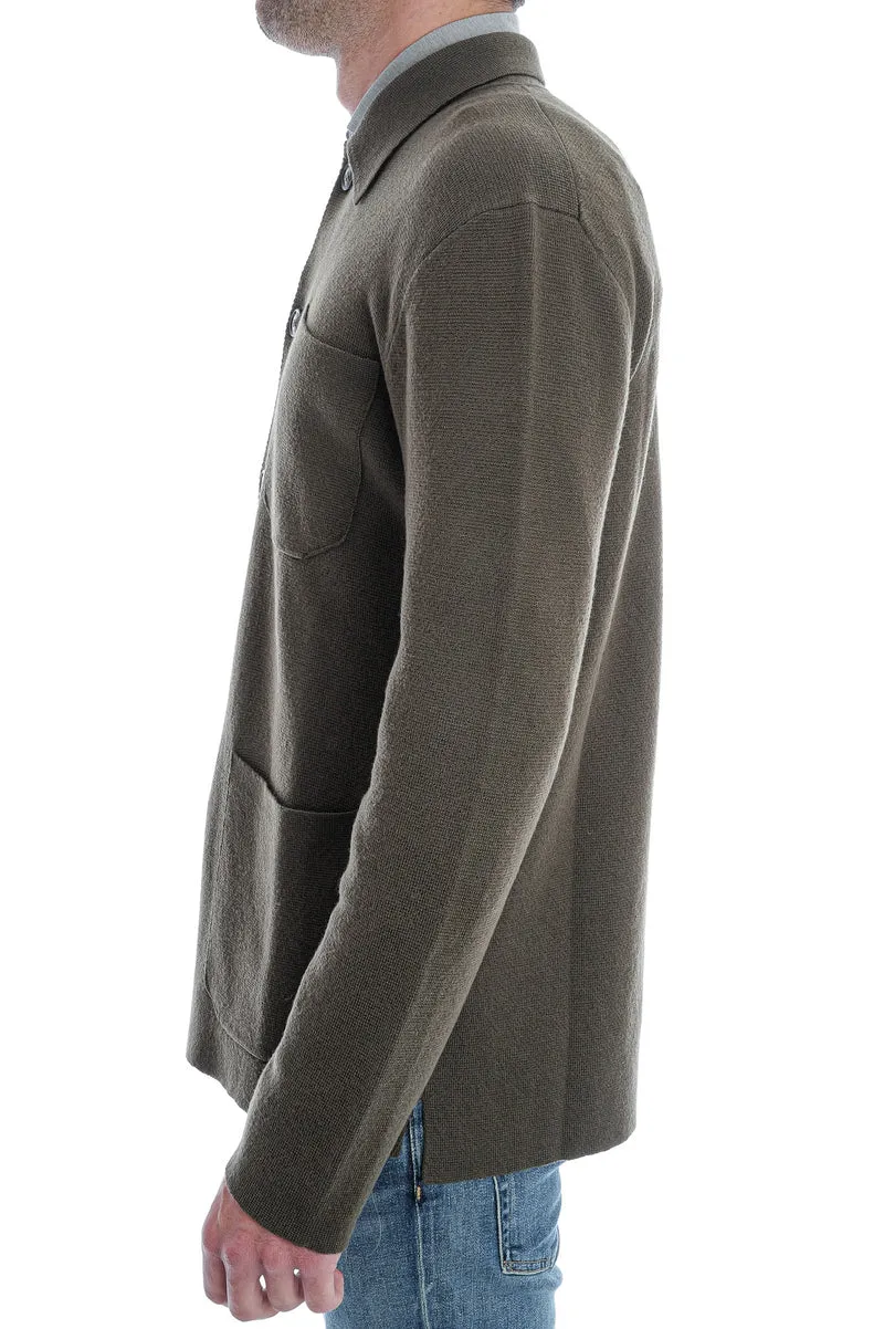 Wollstrickjacke Olivgrün