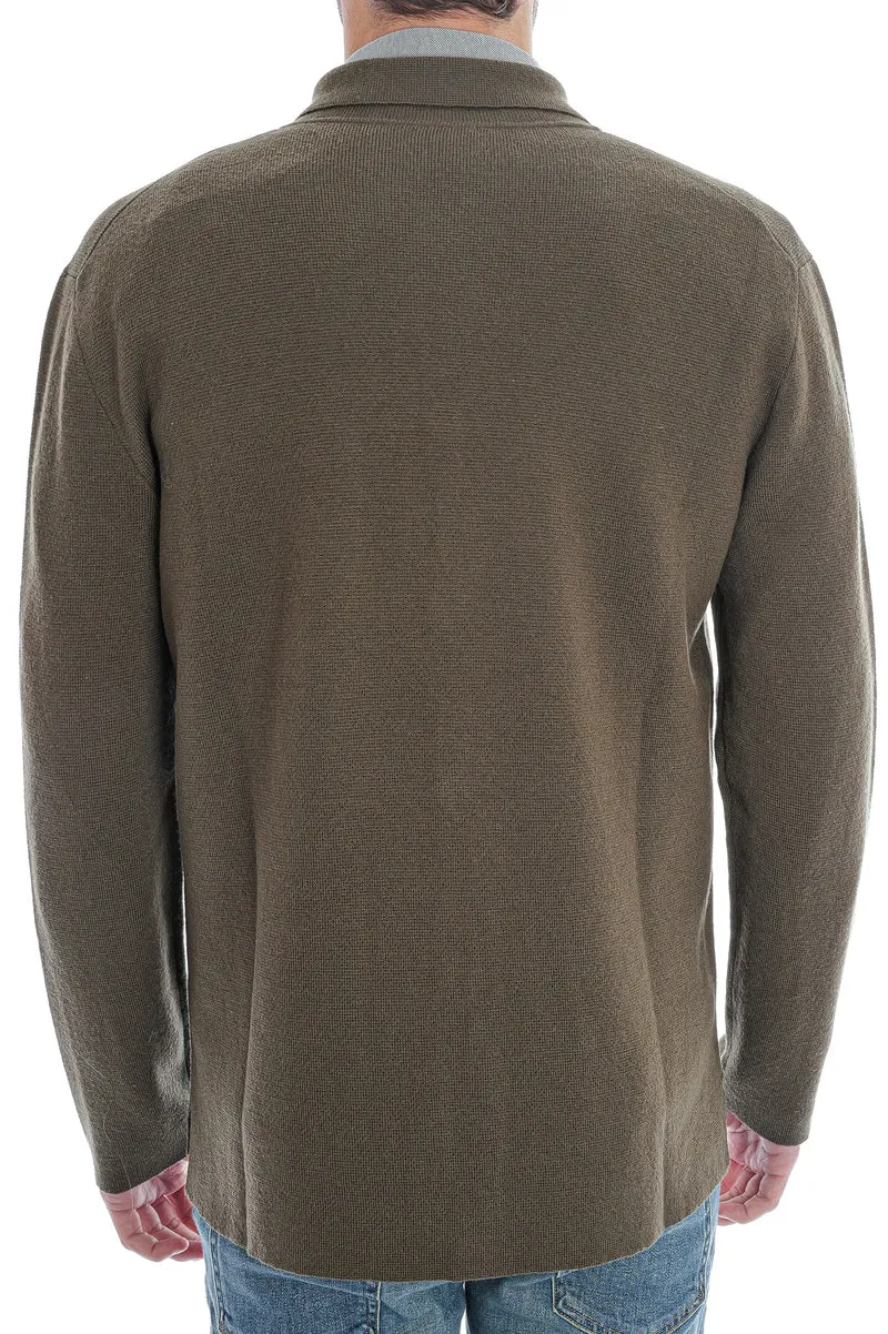 Wollstrickjacke Olivgrün
