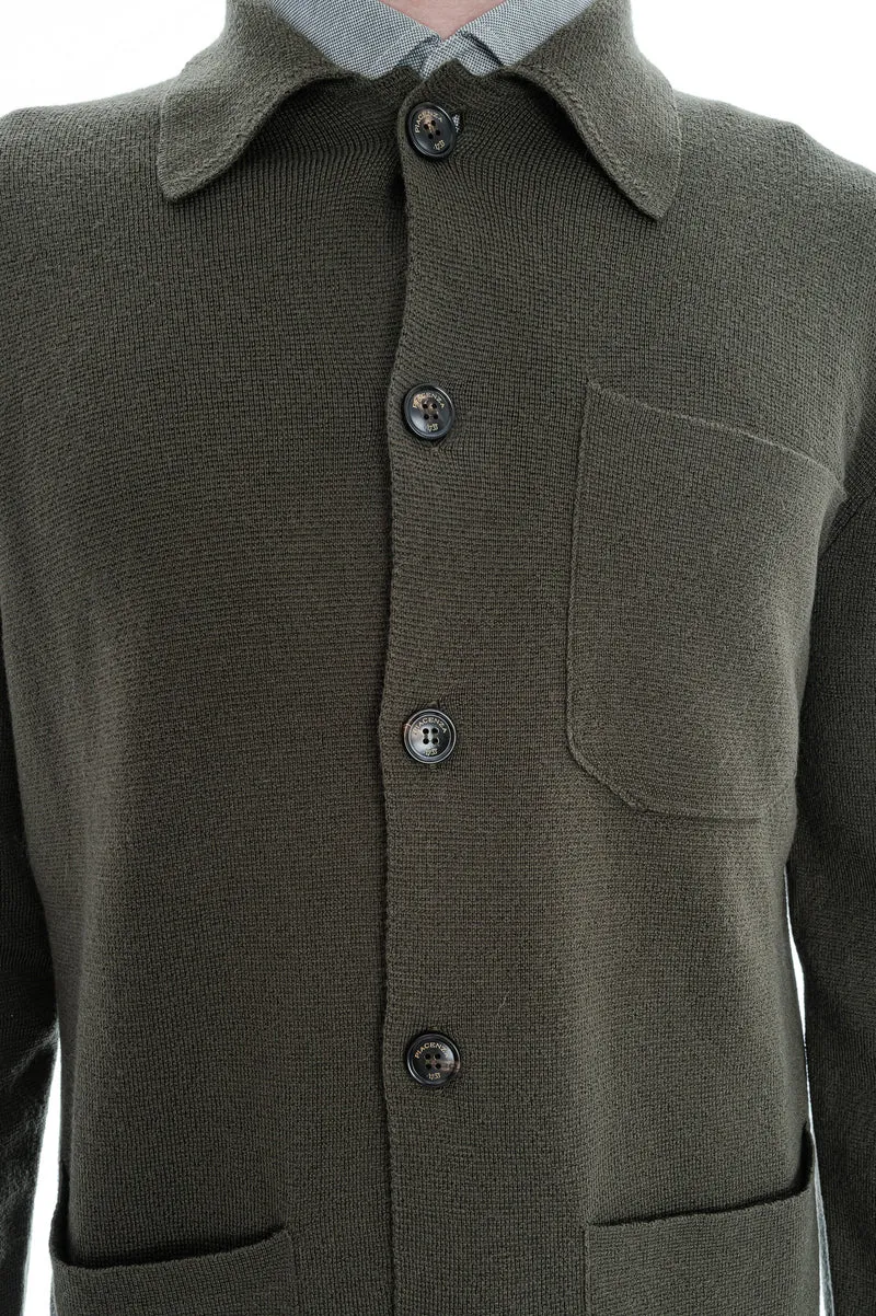 Wollstrickjacke Olivgrün