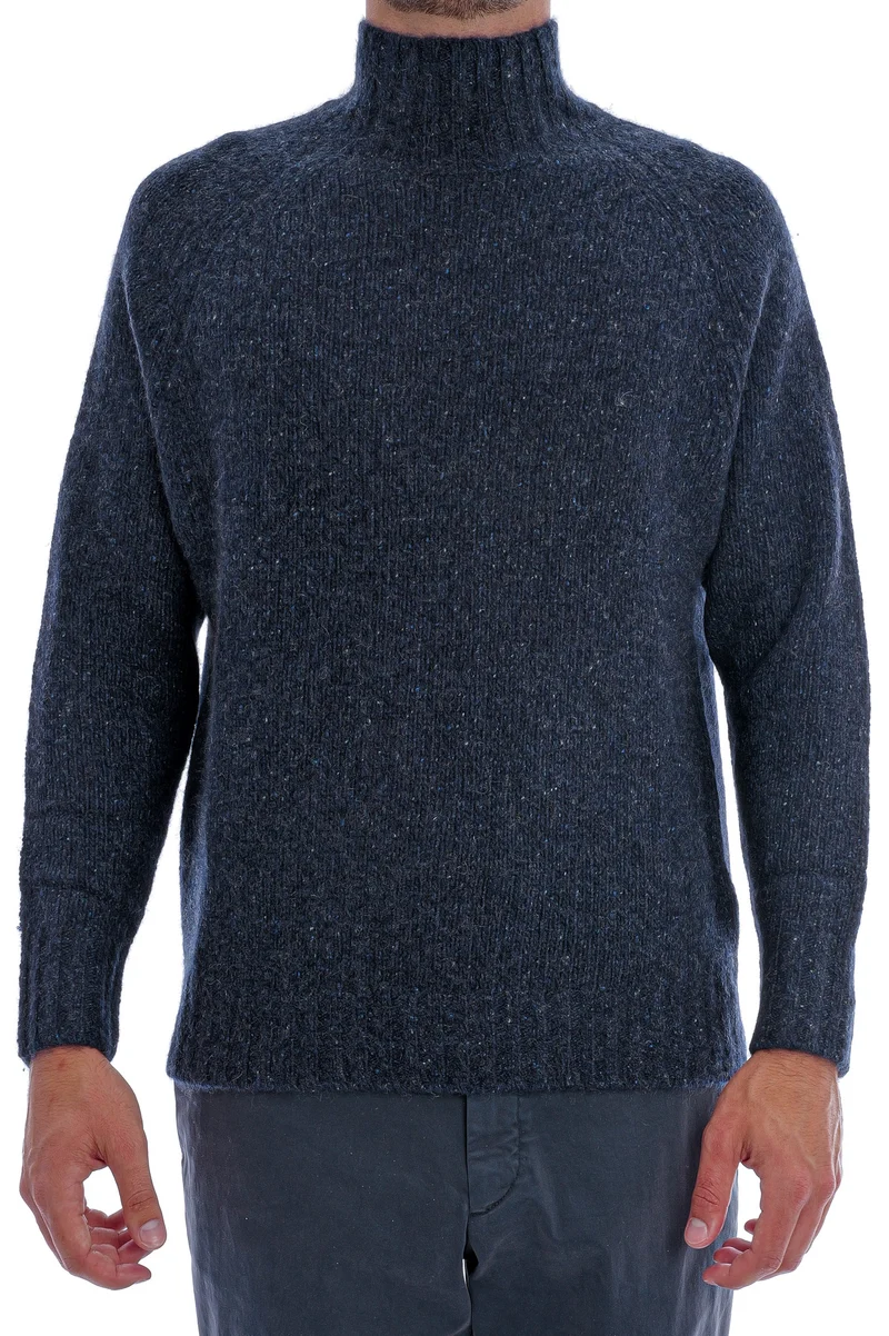 Kaschmirpullover mit Stehkragen Blau
