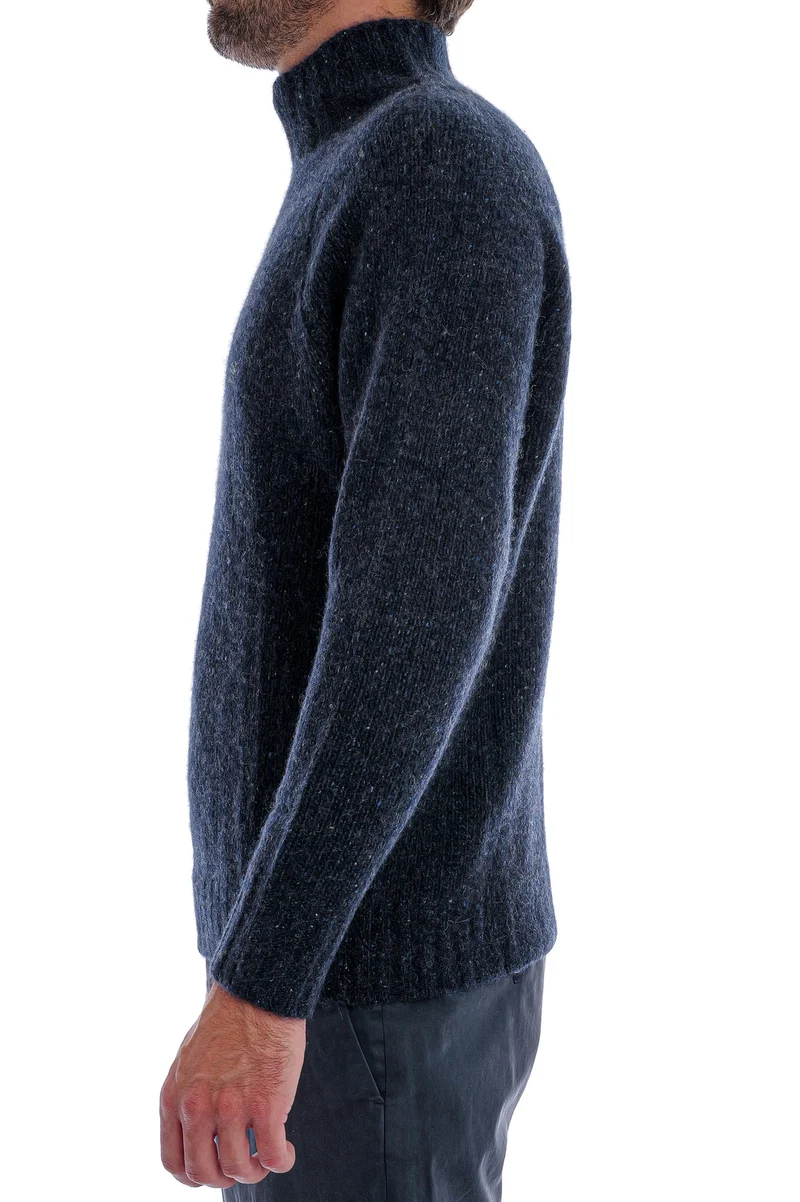 Kaschmirpullover mit Stehkragen Blau