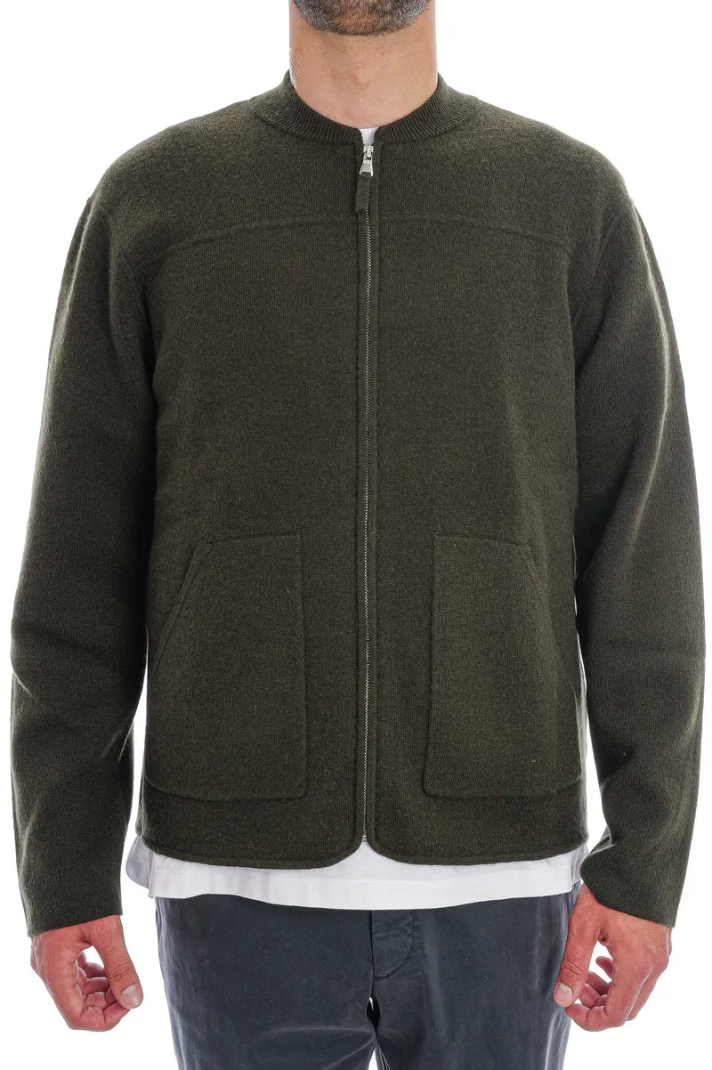 Strickjacke mit Reißverschluss Olive