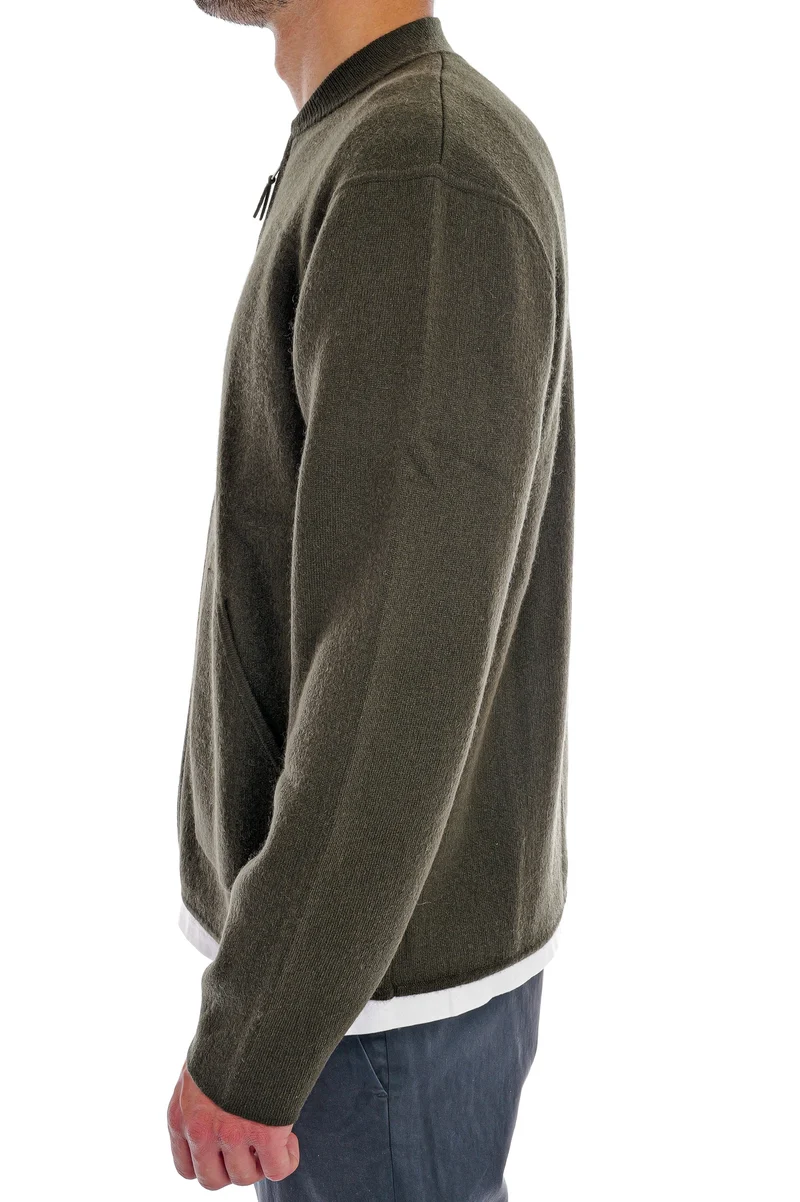 Strickjacke mit Reißverschluss Olive