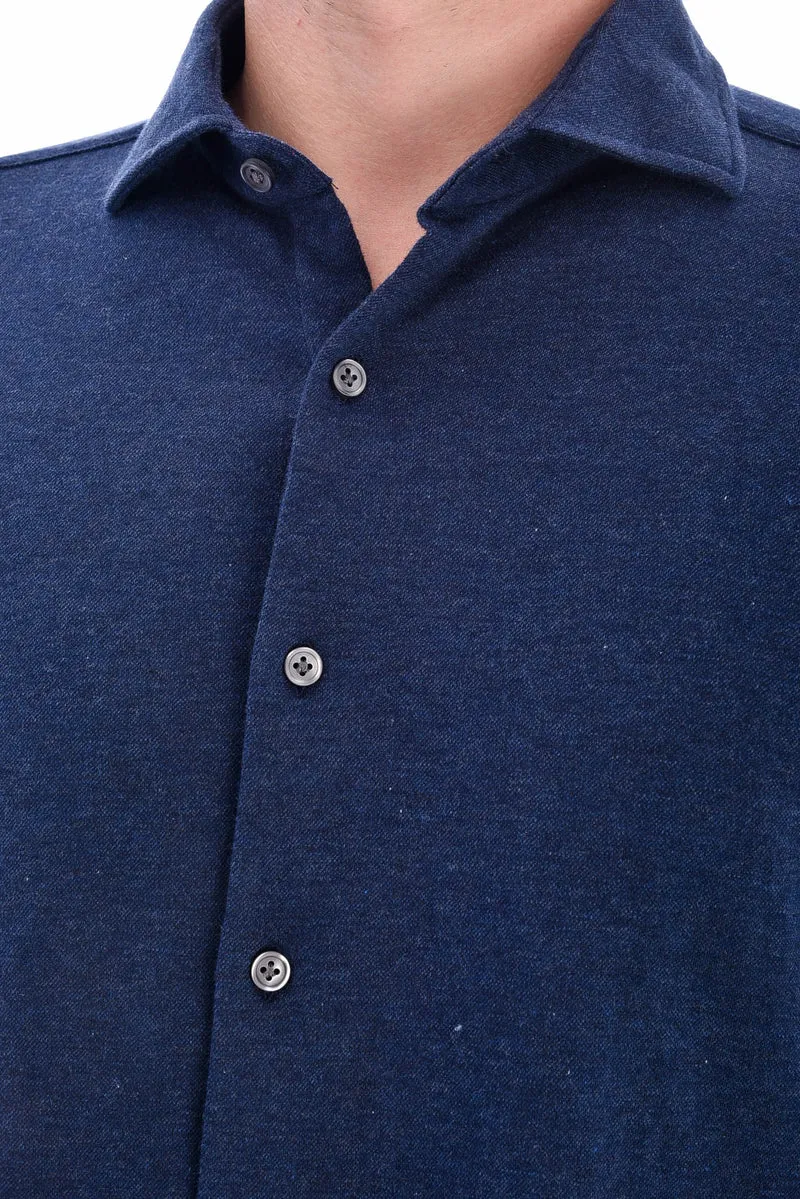 Baumwoll-Kaschmirhemd Denimblau