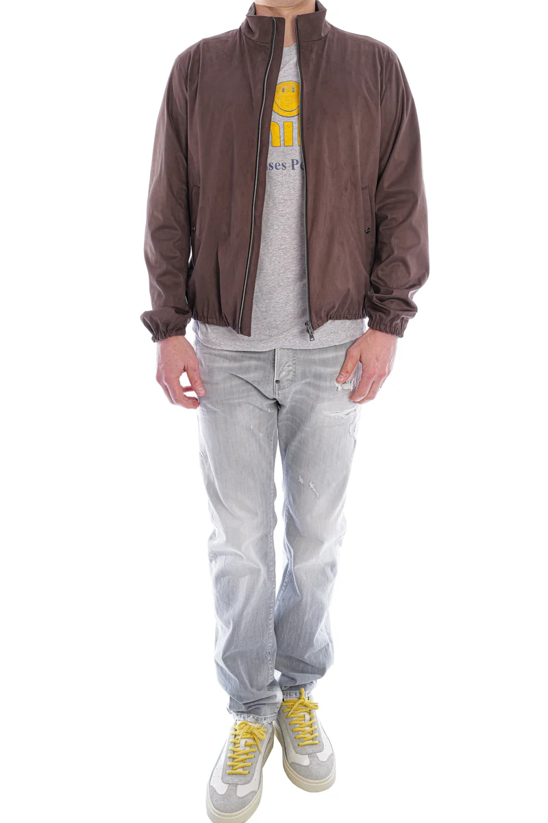 Jacke in Velourslederoptik Braun