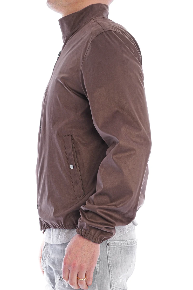 Jacke in Velourslederoptik Braun
