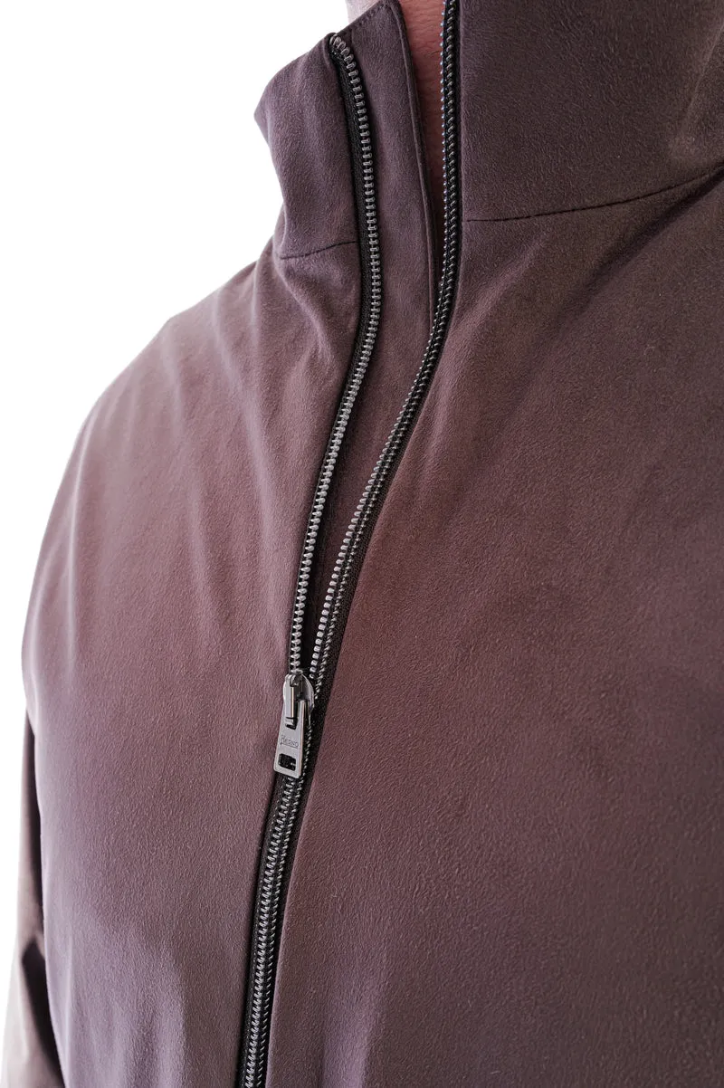 Jacke in Velourslederoptik Braun