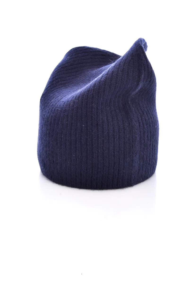 Kaschmirbeanie Rippstrick Dunkelblau