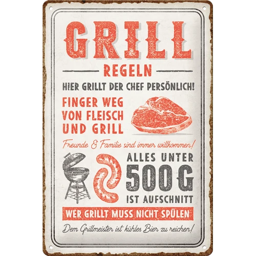 Blechschild "Grillregeln"