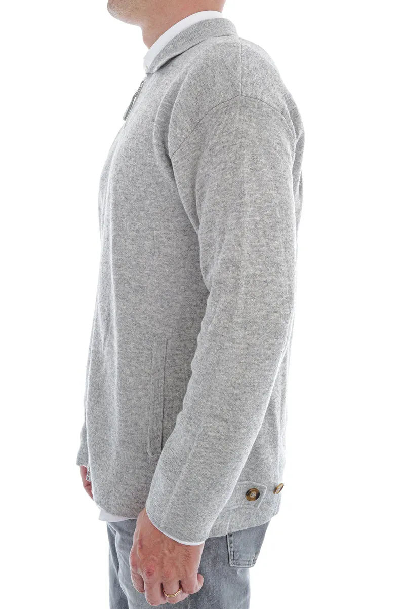 Strickjacke aus Baumwolle Kaschmir Hellgrau