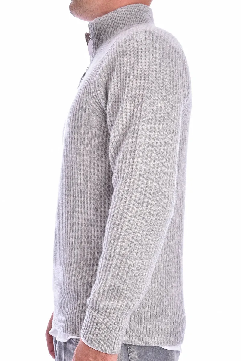 Troyer-Kaschmirpullover Silbergrau