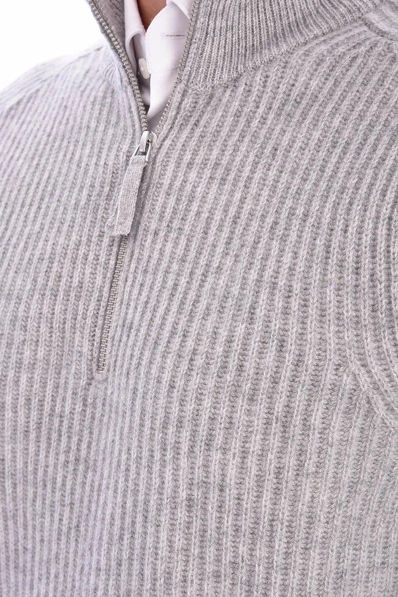 Troyer-Kaschmirpullover Silbergrau