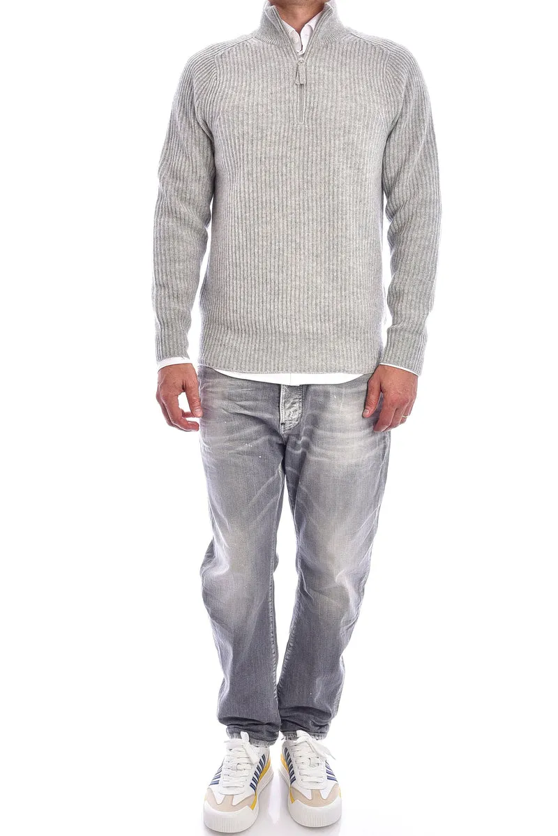 Troyer-Kaschmirpullover Silbergrau