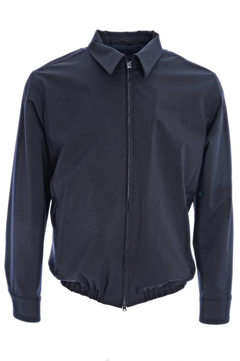 Shacket aus Stretch-Twill Blau Weiß