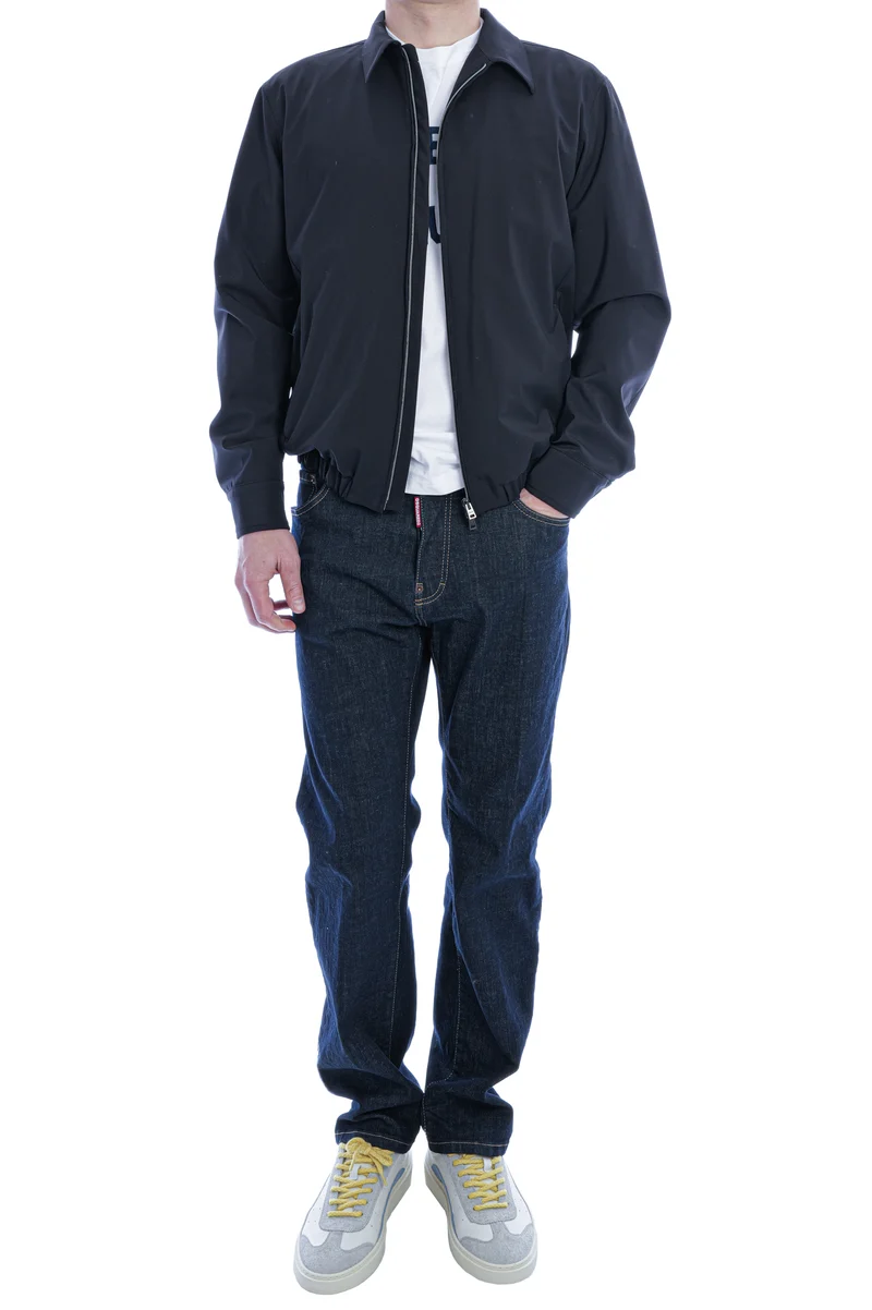 Shacket aus Stretch-Twill Blau Weiß