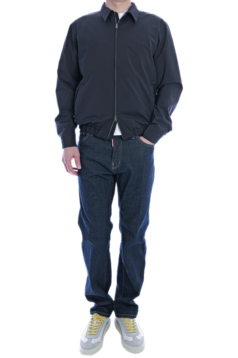 Shacket aus Stretch-Twill Blau Weiß