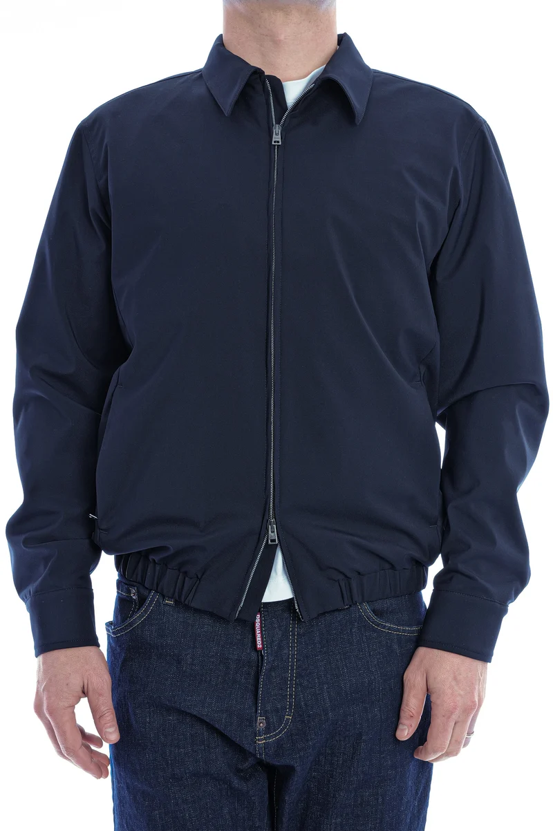 Shacket aus Stretch-Twill Blau Weiß