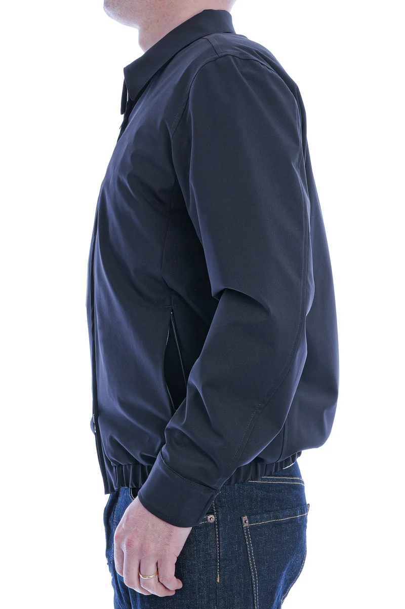 Shacket aus Stretch-Twill Blau Weiß