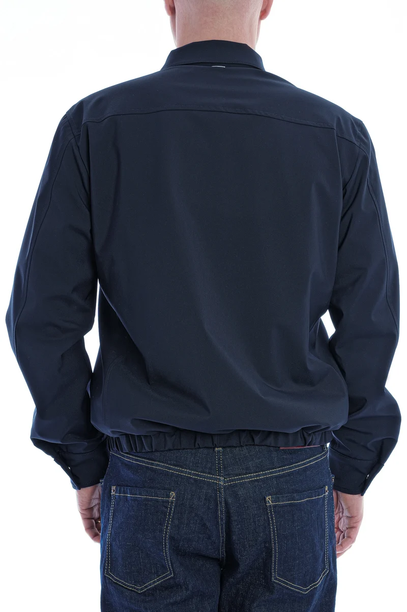 Shacket aus Stretch-Twill Blau Weiß