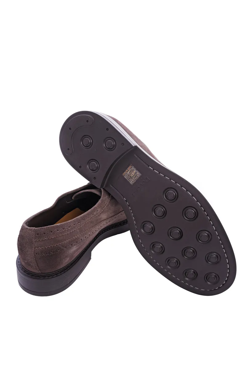 Schnürschuh mit Brogue-Lochung Kreide