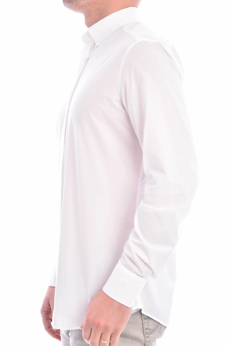Stretchhemd Button-Down Kragen Weiß