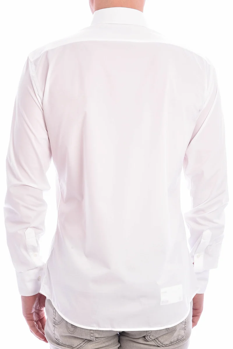 Stretchhemd Button-Down Kragen Weiß