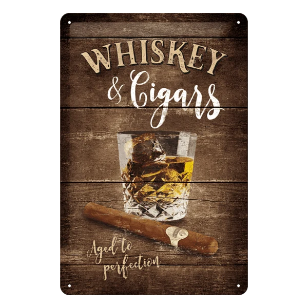 Blechschild "Whiskey & Cigars - Aged to perfection"