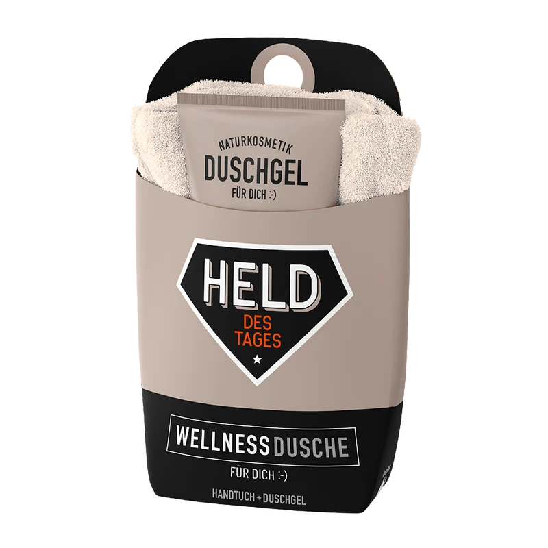 Geschenkset Duschgel & Handtuch "Held"