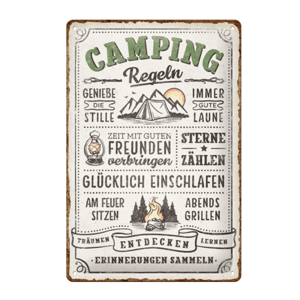 Blechschild "Campingregeln"