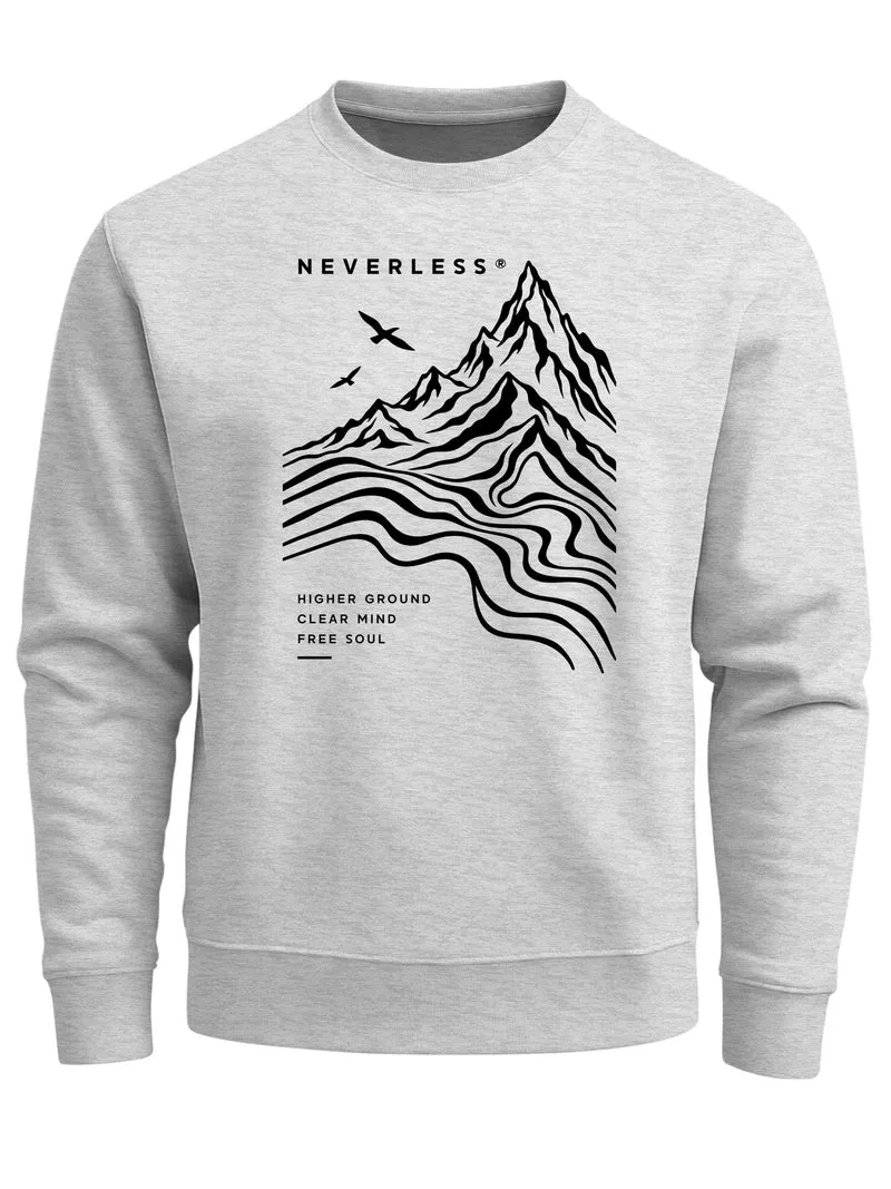 Herren Sweatshirt Higher Ground Line Art Frontprint Regular Fit