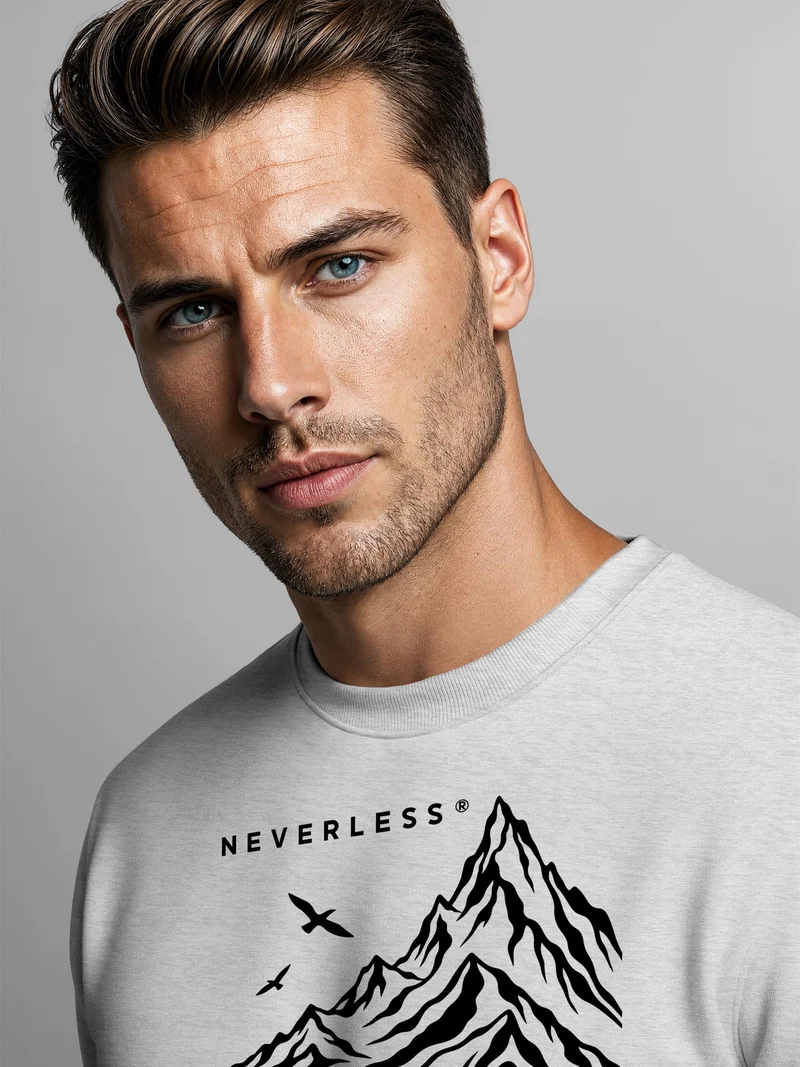 Herren Sweatshirt Higher Ground Line Art Frontprint Regular Fit
