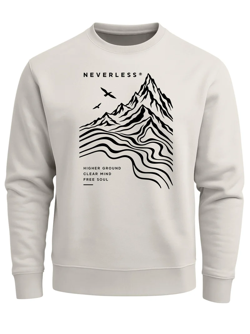 Herren Sweatshirt Higher Ground Line Art Frontprint Regular Fit
