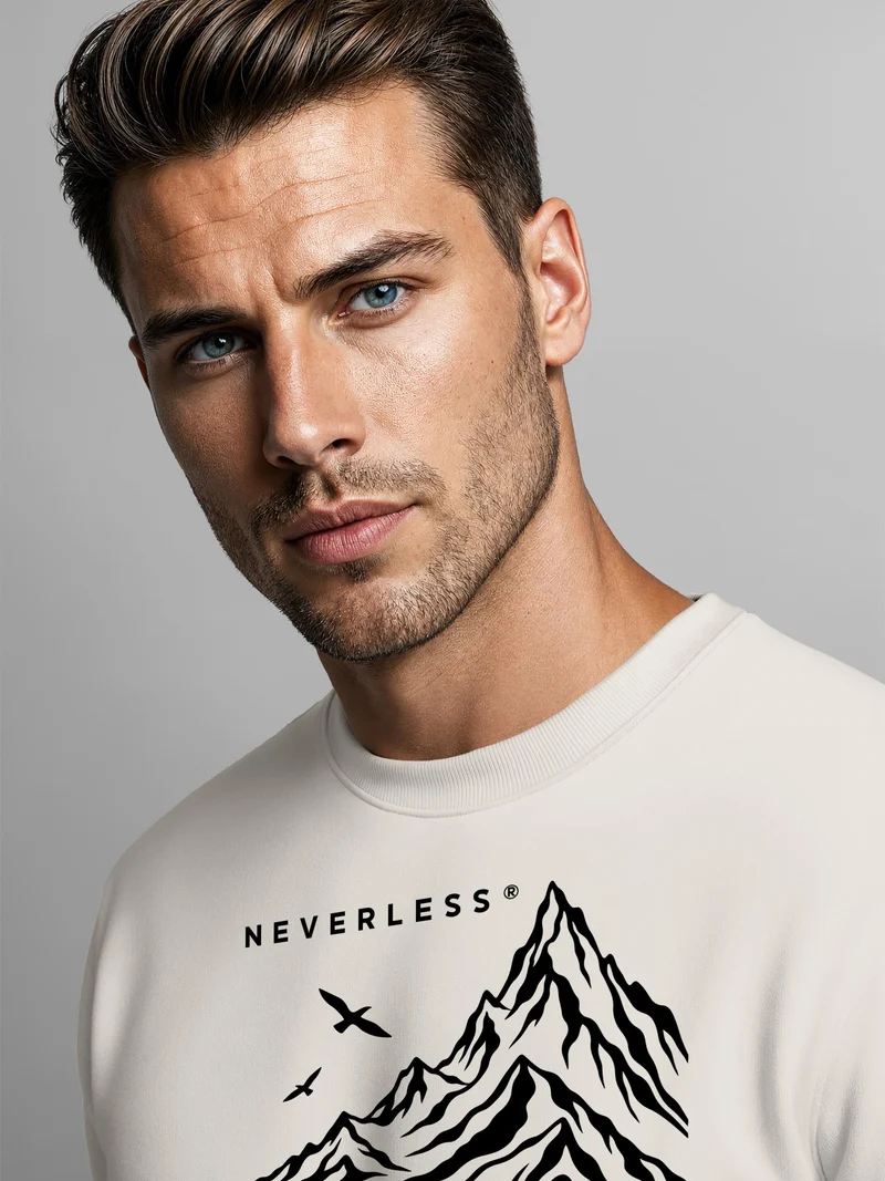 Herren Sweatshirt Higher Ground Line Art Frontprint Regular Fit