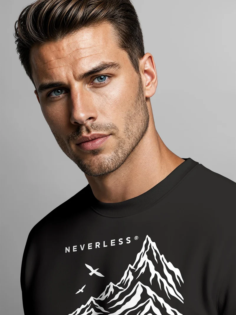Herren Sweatshirt Higher Ground Line Art Frontprint Regular Fit