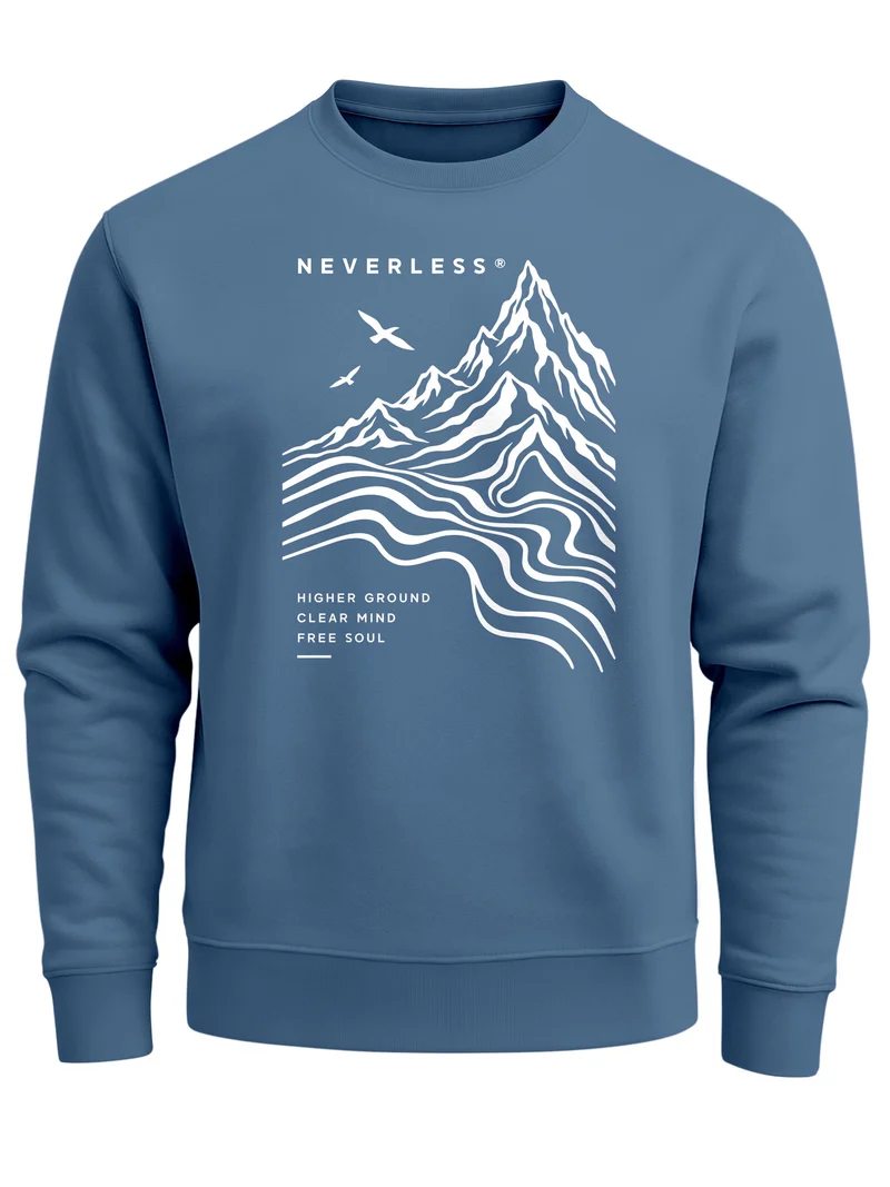 Herren Sweatshirt Higher Ground Line Art Frontprint Regular Fit