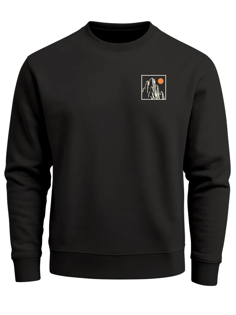 Herren Sweatshirt Summit Vibes Mountain Backprint Regular Fit