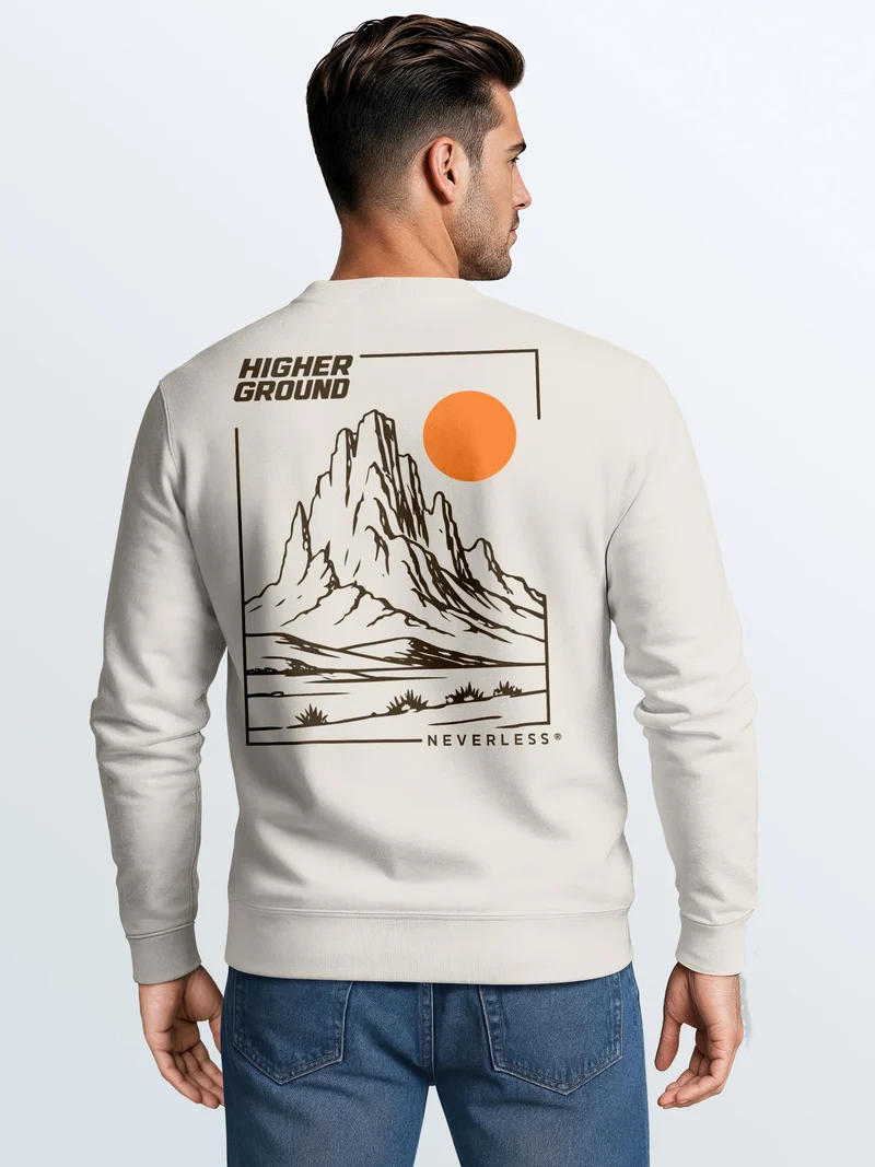 Herren Sweatshirt Summit Vibes Mountain Backprint Regular Fit