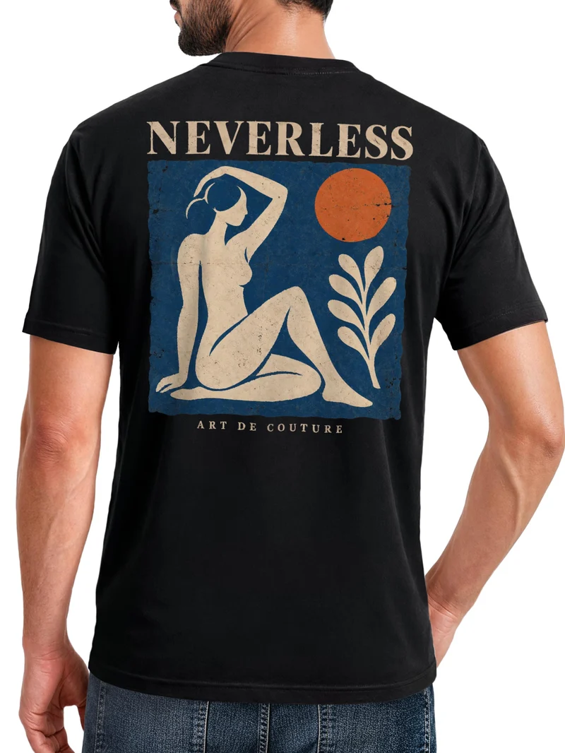 Herren T-Shirt Backprint Matisse Art Poster – Baumwollshirt Streetstyle Slim Fit