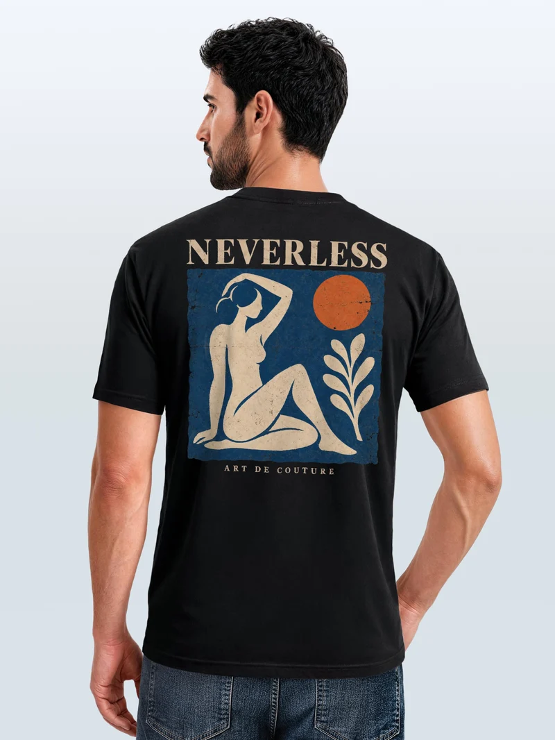 Herren T-Shirt Backprint Matisse Art Poster – Baumwollshirt Streetstyle Slim Fit