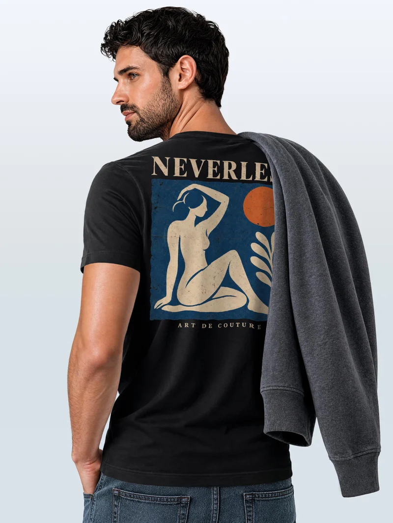 Herren T-Shirt Backprint Matisse Art Poster – Baumwollshirt Streetstyle Slim Fit
