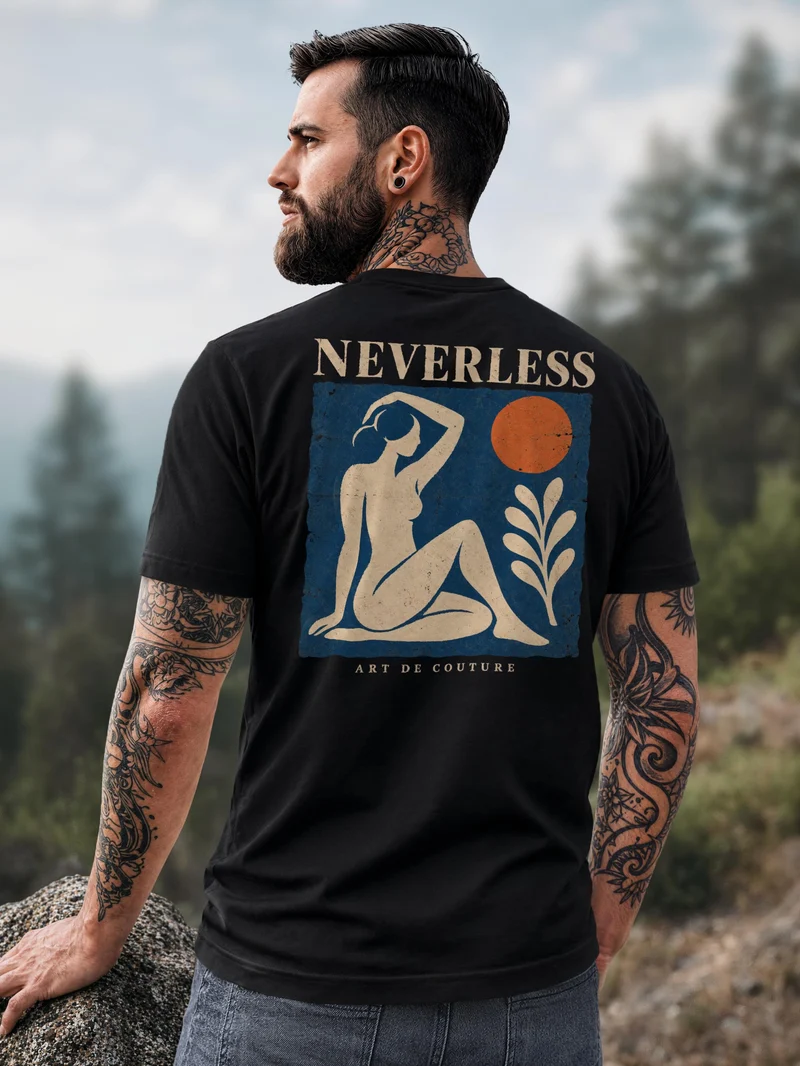 Herren T-Shirt Backprint Matisse Art Poster – Baumwollshirt Streetstyle Slim Fit