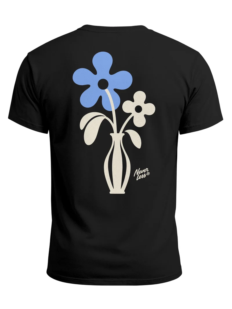 Herren T-Shirt Backprint Blumen Retro Floral Art – Grafikshirt Männer Slim Fit