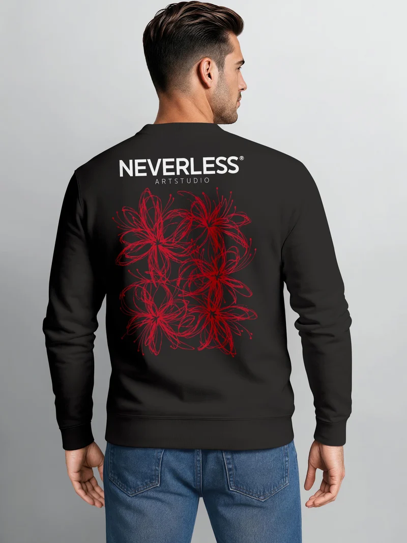 Herren Sweatshirt mit Blumen-Backprint Regular Fit