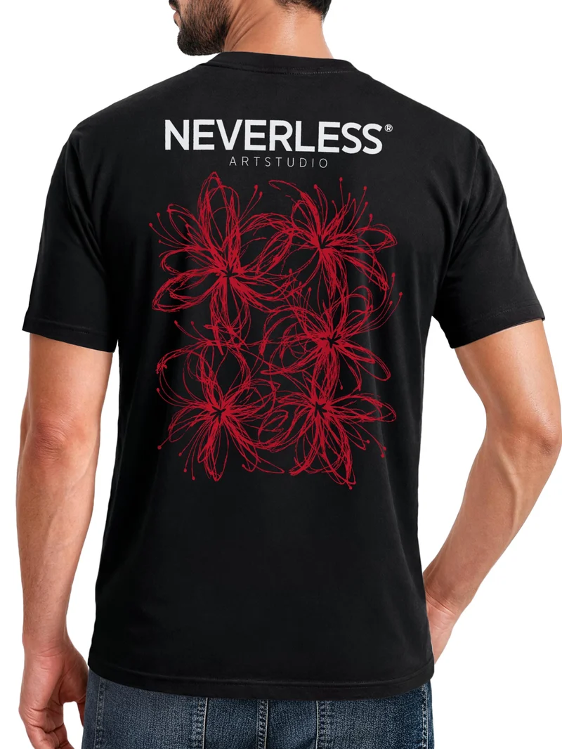 Herren T-Shirt Backprint Berge Wald Camping – Baumwollshirt Streetstyle Slim Fit