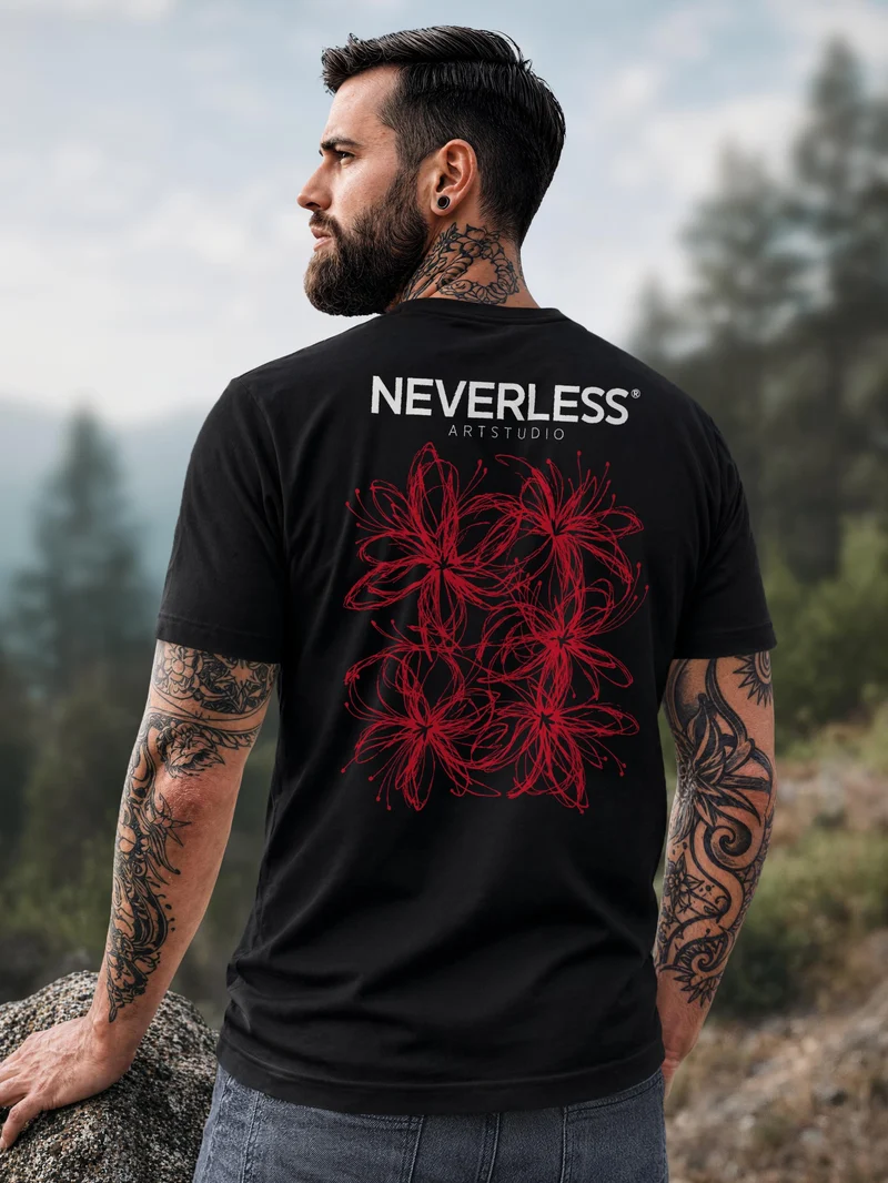 Herren T-Shirt Backprint Berge Wald Camping – Baumwollshirt Streetstyle Slim Fit