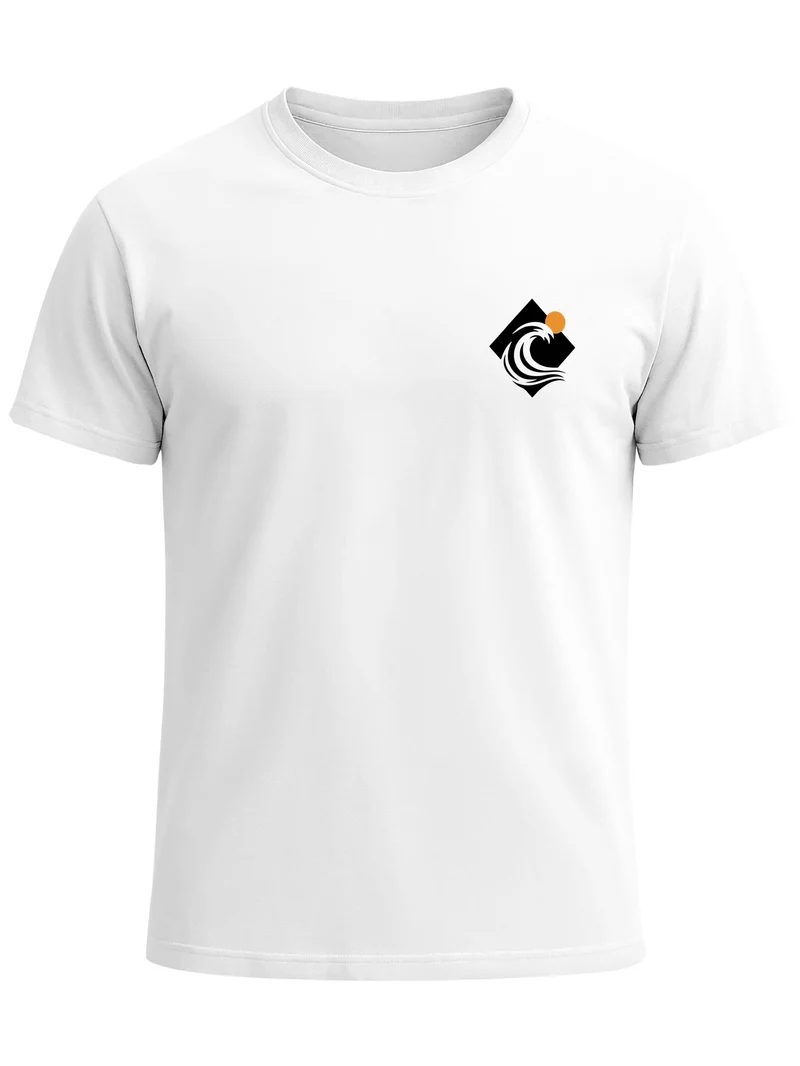 Herren T-Shirt Brustprint - Logo Design Welle - Baumwollshirt Männer Fashion Streetstyle Slim Fit